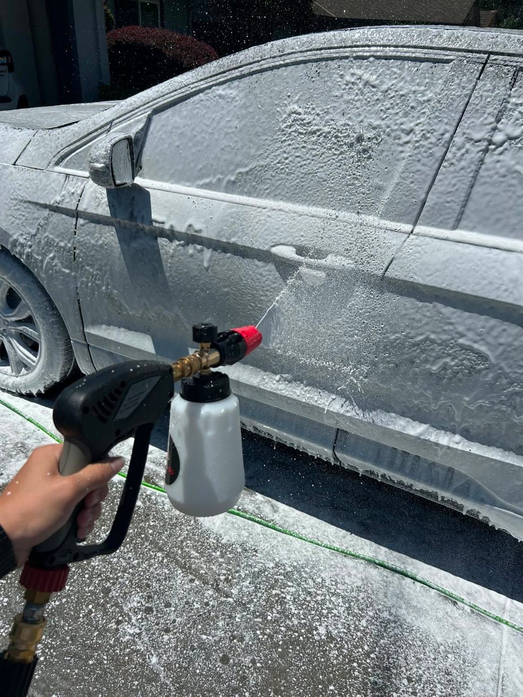 Foam wash in progress